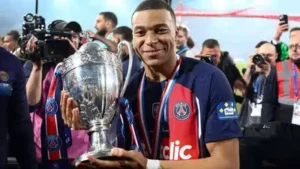 Paris St Germain claimed victory in the French Cup in Kylian Mbappe’s farewell appearance 